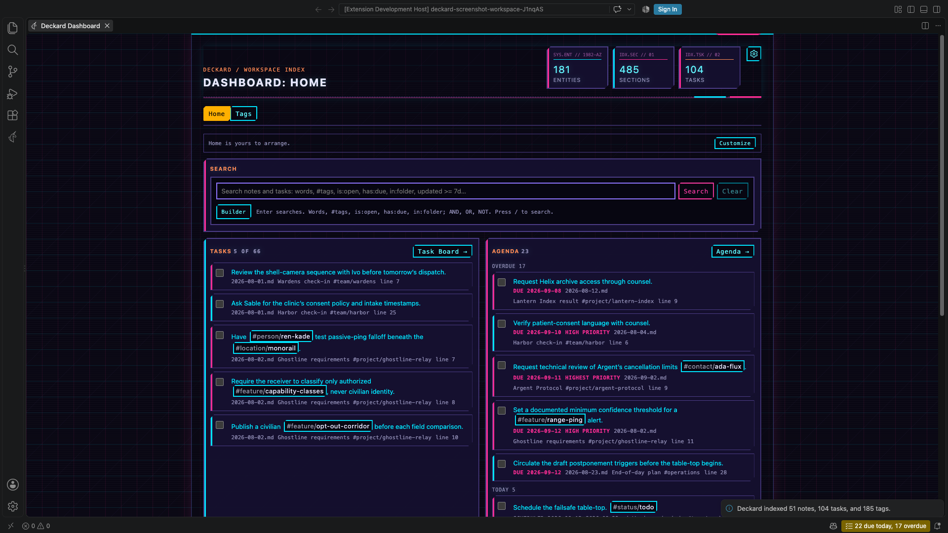Synthwave theme Dashboard.